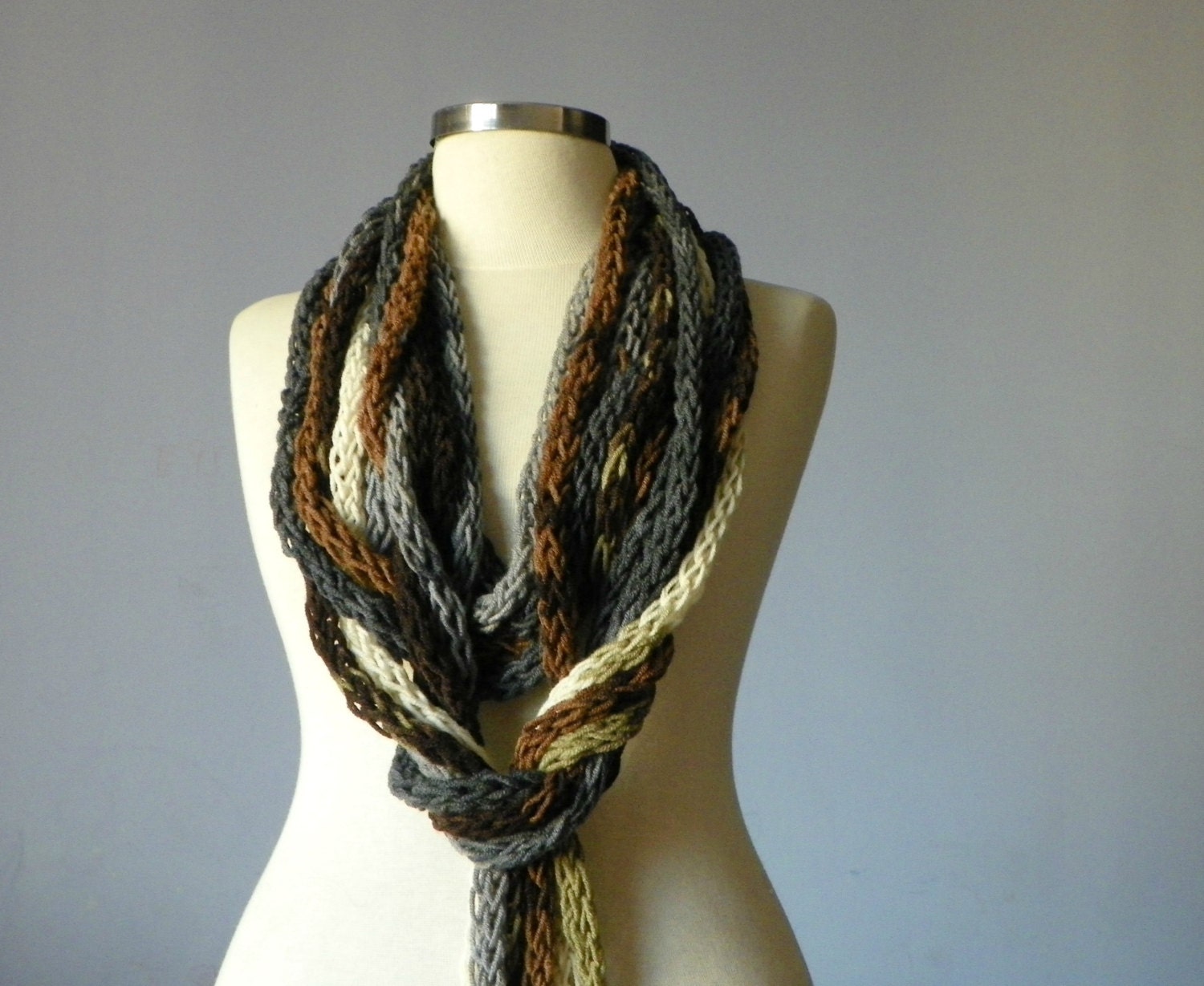 Knitted infinity chain scarf, necklace, colorfull handmade neckwarmer, autumn winter fashion women accessories, valentine's day gifts