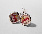 Jem Earrings, Epoxy Dome Dangle Earrings, Jem and the Holograms Silver Plated Earrings, 1980s retro cartoon