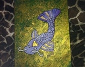 Acrylic painting oh boy koi 9x12 gallery wrapped easy to hang canvas. 