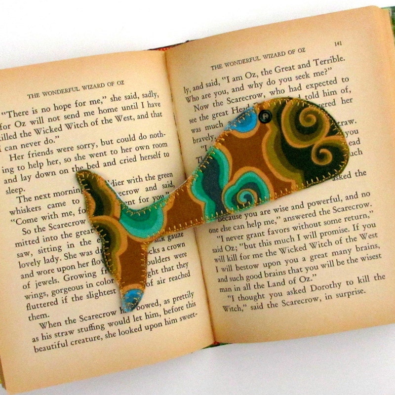 Bookmark, Whale Tail, Fabric Book Mark, Kaffe Fassett