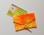 Business Card Holder, Fabric Wallet, Yellow Business Card Case