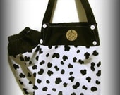 Fabric Plastic Bag Holder/ Grocery Bag Holder/ Black and White/Cow Theme
