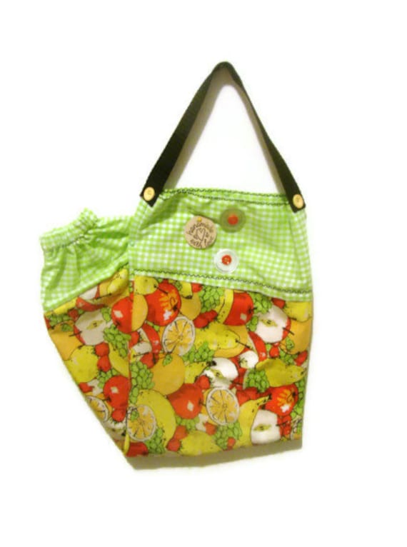 Fabric Plastic Bag Holder - Grocery Bag Holder - Lime Green with ...