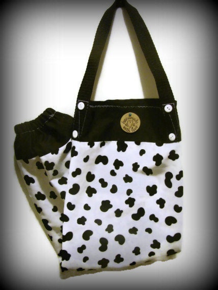 Fabric Plastic Bag Holder/ Grocery Bag Holder/ Black and White/Cow Theme