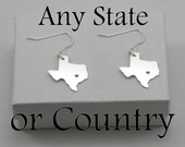 Any State or Country Love Earrings - Sterling Silver - Heart Cut Out in Any City