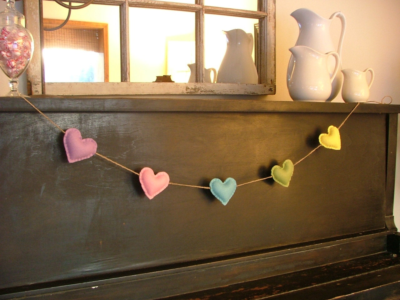 Pastel Wool Felt Heart Garland