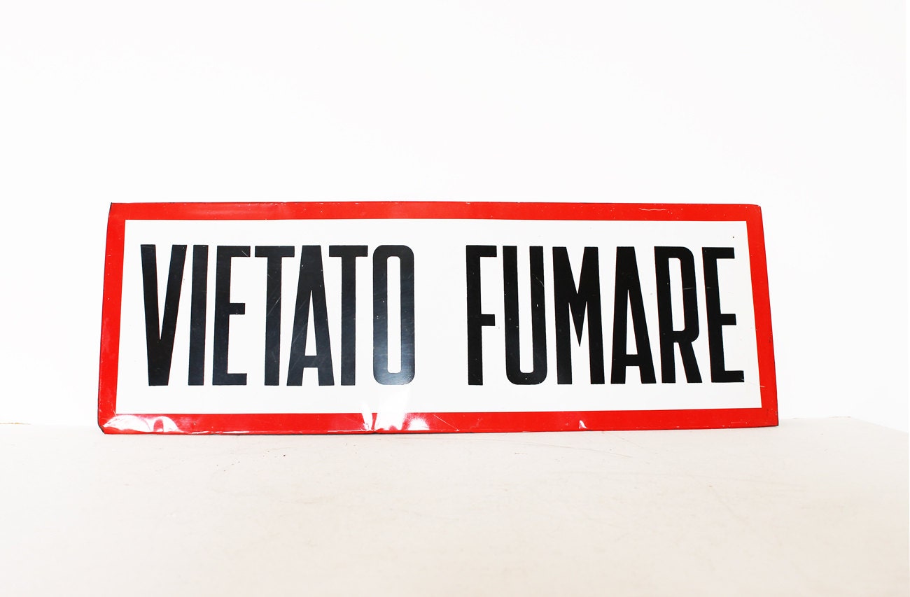 Vintage extra large industrial sign no smoking Italian - AnnaLouVintage