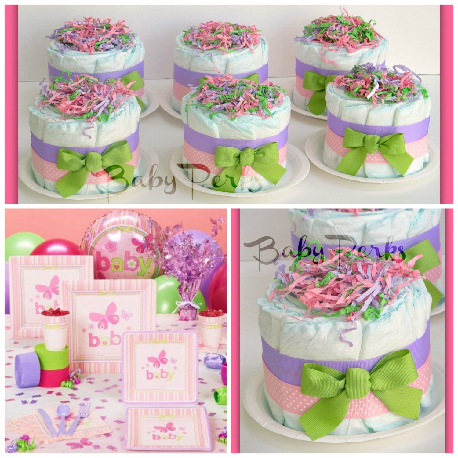 Items similar to Mini Centerpiece Diaper Cakes - Mini Green
