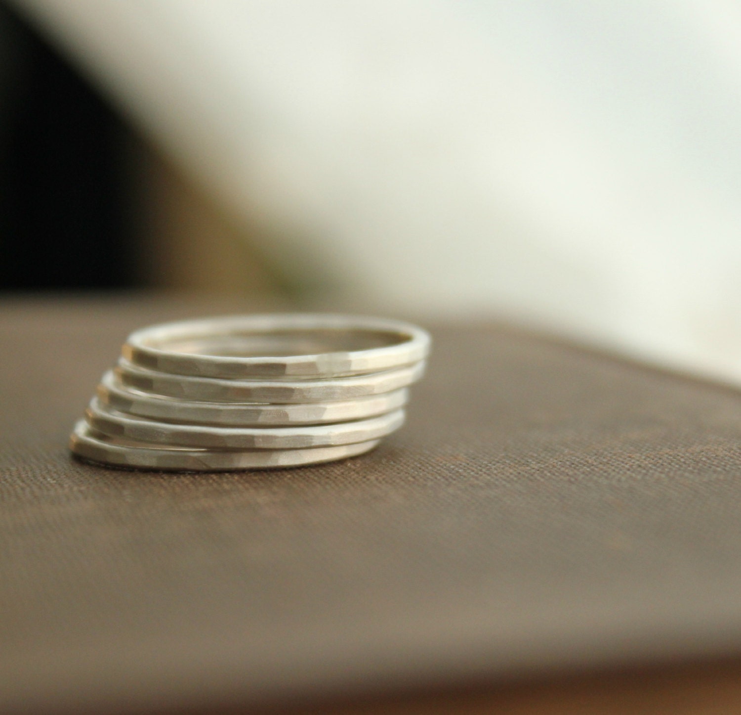 ONE sterling silver stacking ring simple band modern minimal Solid sterling silver--"Stacked"