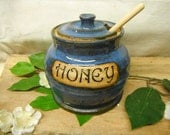 Honey Pot - Jar - Kitchen Storage -  Cobalt Blue