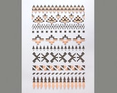 Peach and Grey 3D Folded Geometric Aztec Papercut - sarahlouisematthews