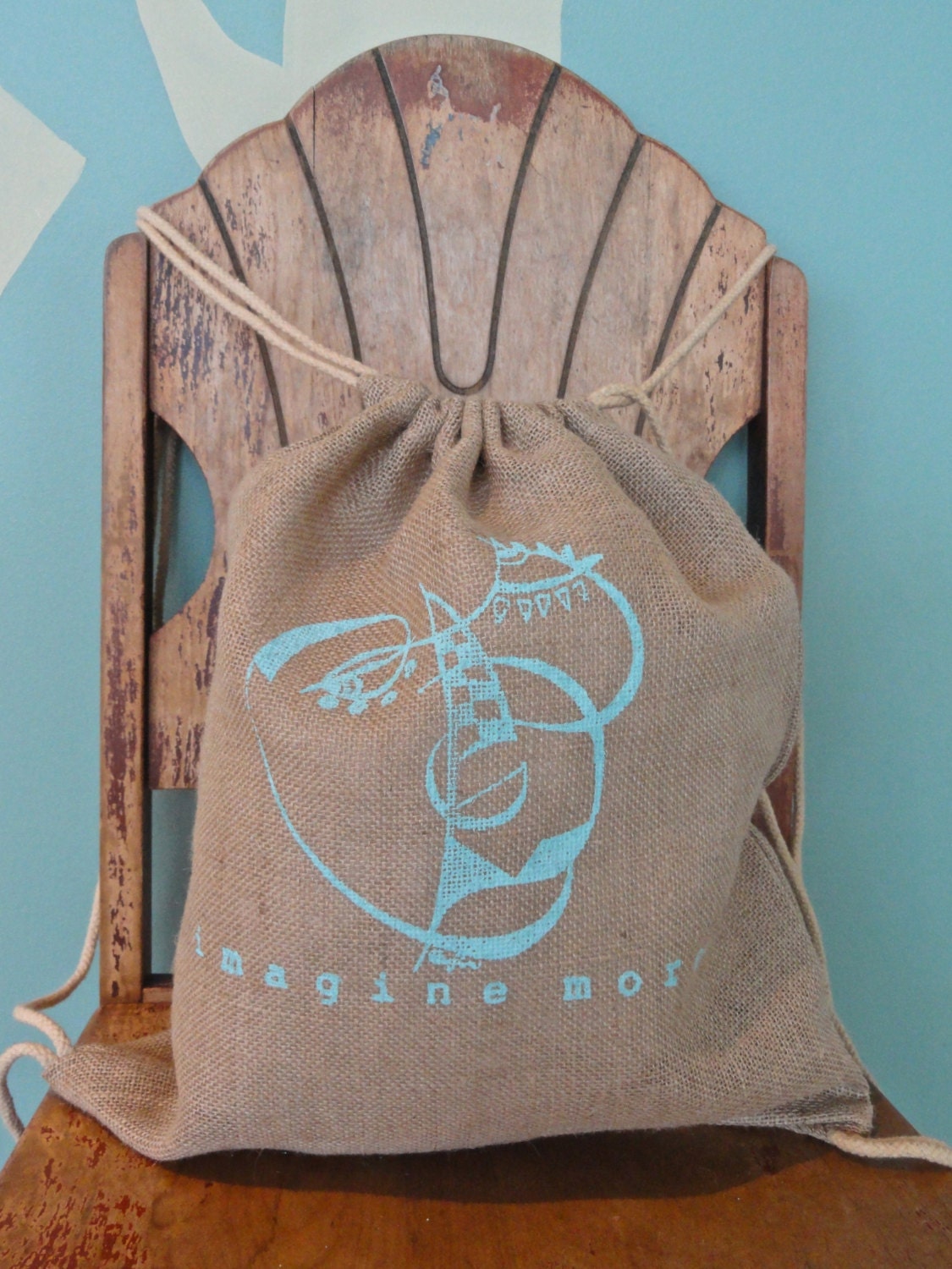 Imagine More, Jute / Burlap drawstring backpack