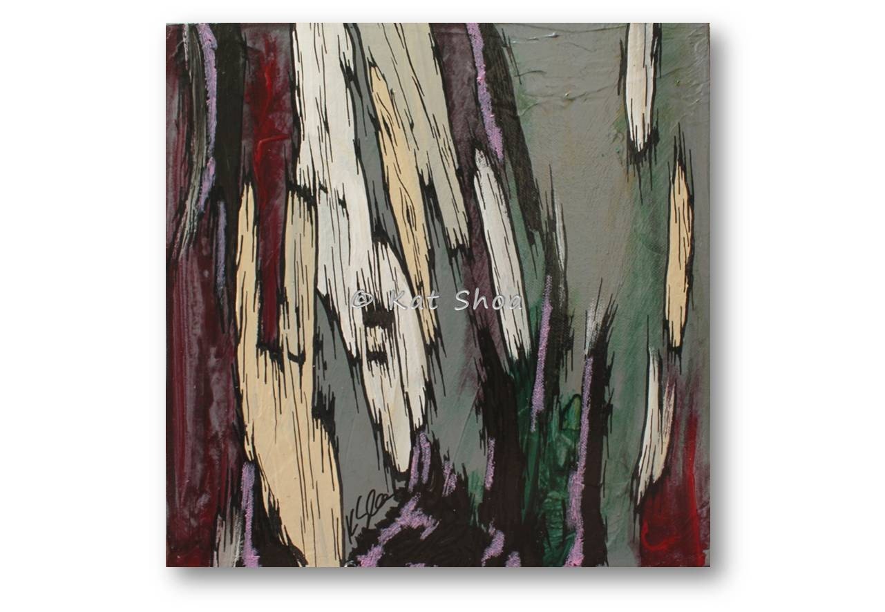 ORIGINAL Tree Painting - Tree Art 12x12 - home accent piece high gloss red green purple blue gray brown white office living room art - GIFT