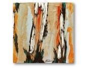 ORIGINAL Painting of Trees - Tree Art 12x12 - home accent glossy neutrals orange ocher yellow gray white office living room art - GIFT