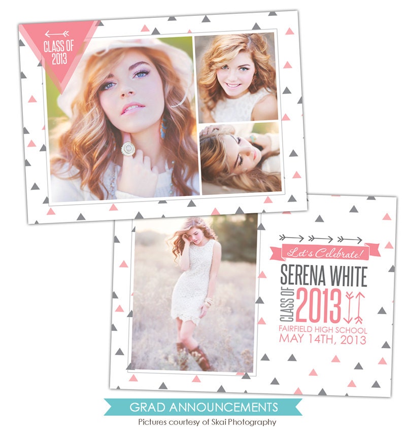 INSTANT DOWNLOAD - Graduation announcement - Photoshop Templates - E841
