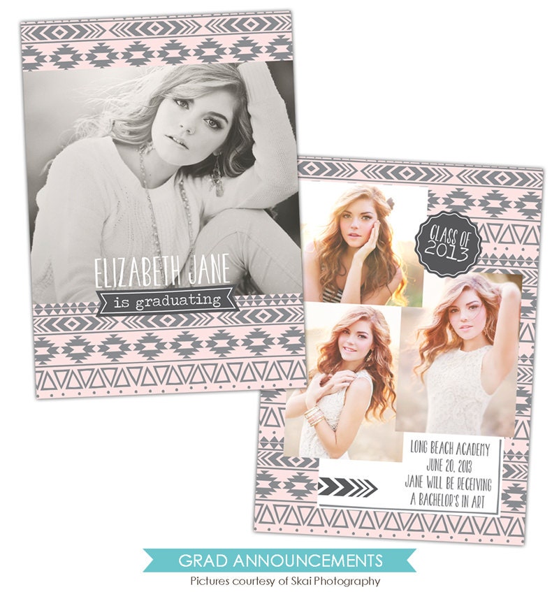 INSTANT DOWNLOAD - Graduation announcement - Photoshop Templates - E842