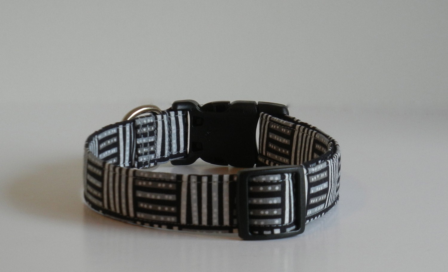 Organic Cotton Dog Collar Select Your Size Ready to Ship Micro Mod Cloud 9 Black Gray