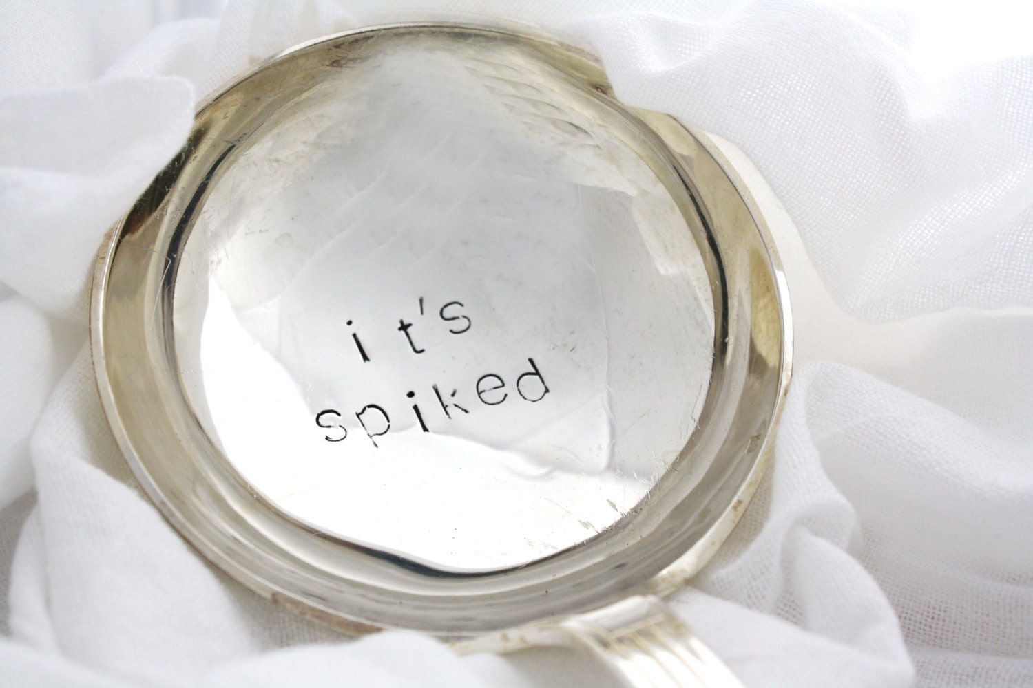 It's Spiked- Punch Ladle, vintage hand stamped spoon for party punch bowl adult beverages. As seen on Refinery29.