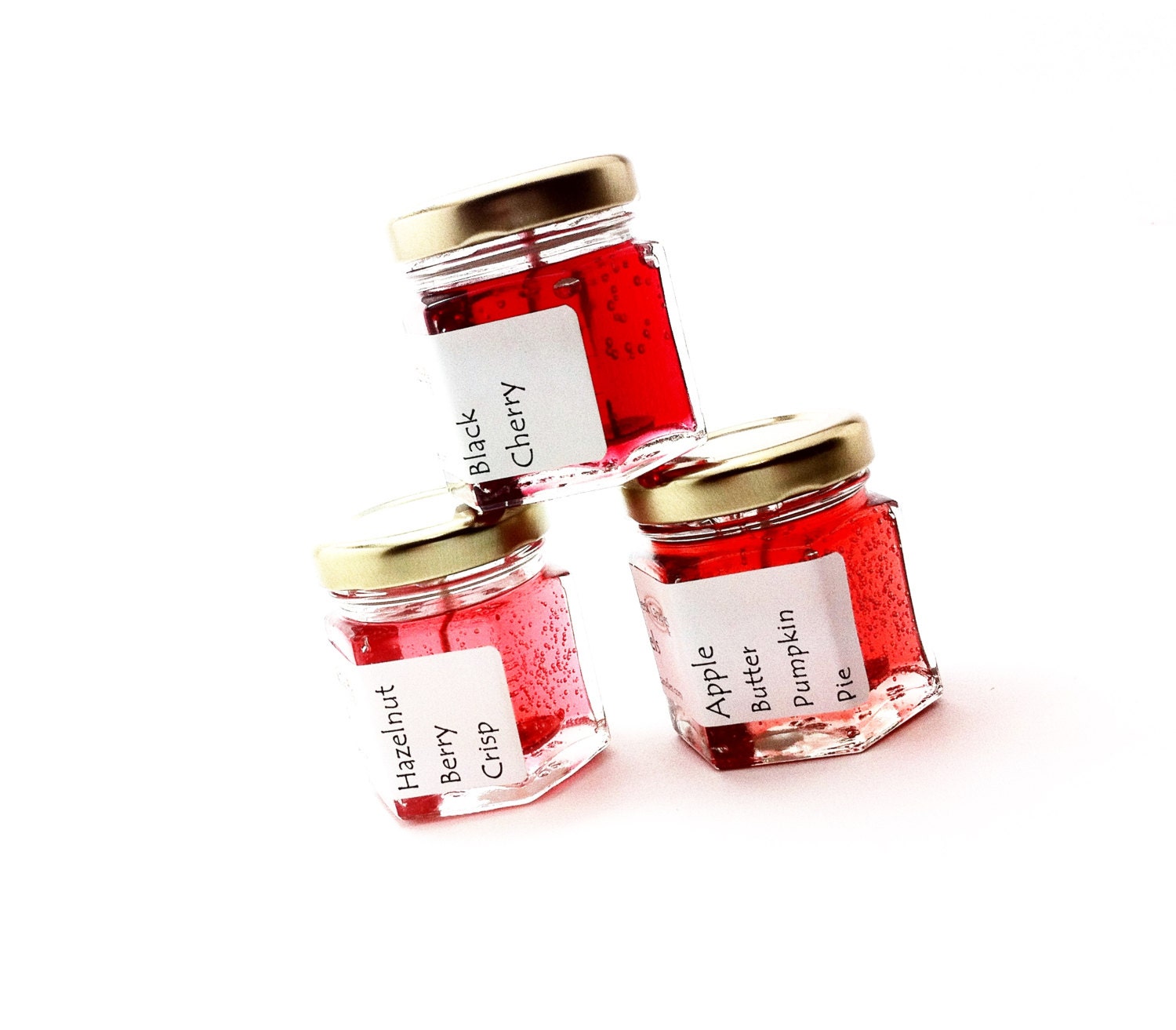 In Loves Kitchen, Mini Candles Sampler, Scented Black Cherry Hazelnut Berry Crisp Apple Butter Pumpkin Pie, Red Candles, Small Candle Gift - pebblecreekcandles