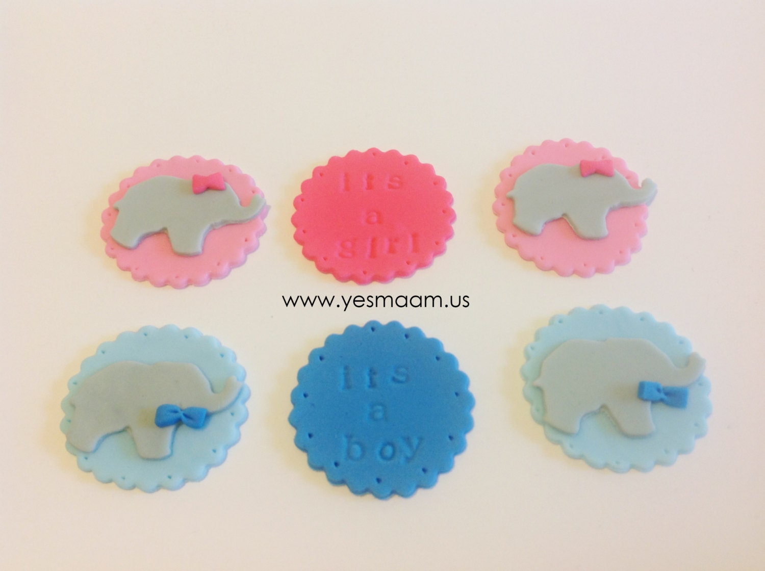 12 Baby Elephant for Boy/Girl Baby Shower Fondant Toppers