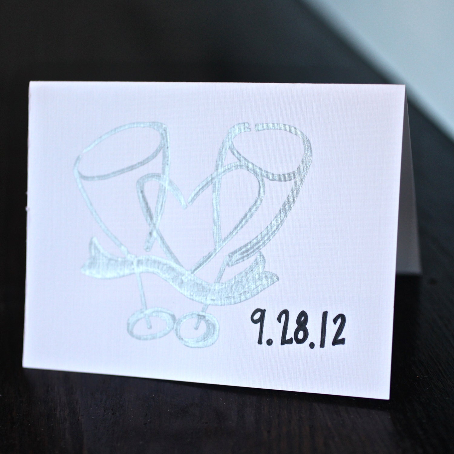 Silver Champagne Wedding Card