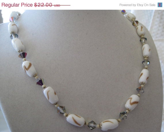 Vintage Gold Fluss Glass Bead Necklace