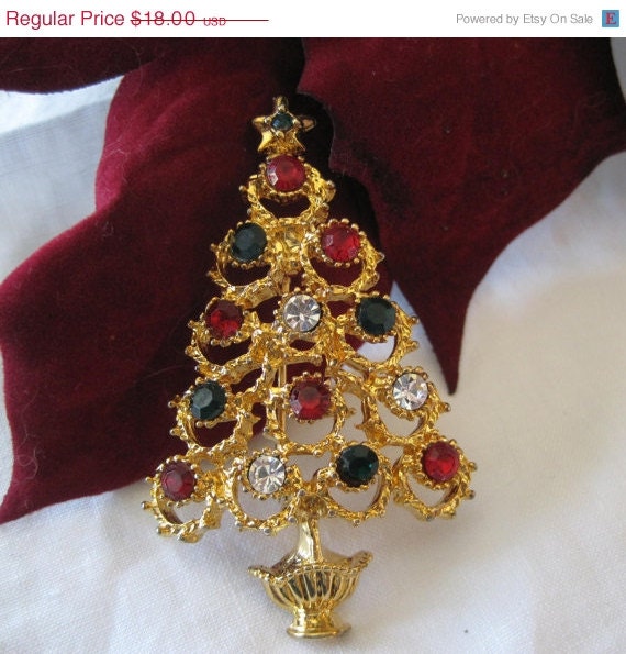 Vintage Christopher Radko Christmas Tree Brooch