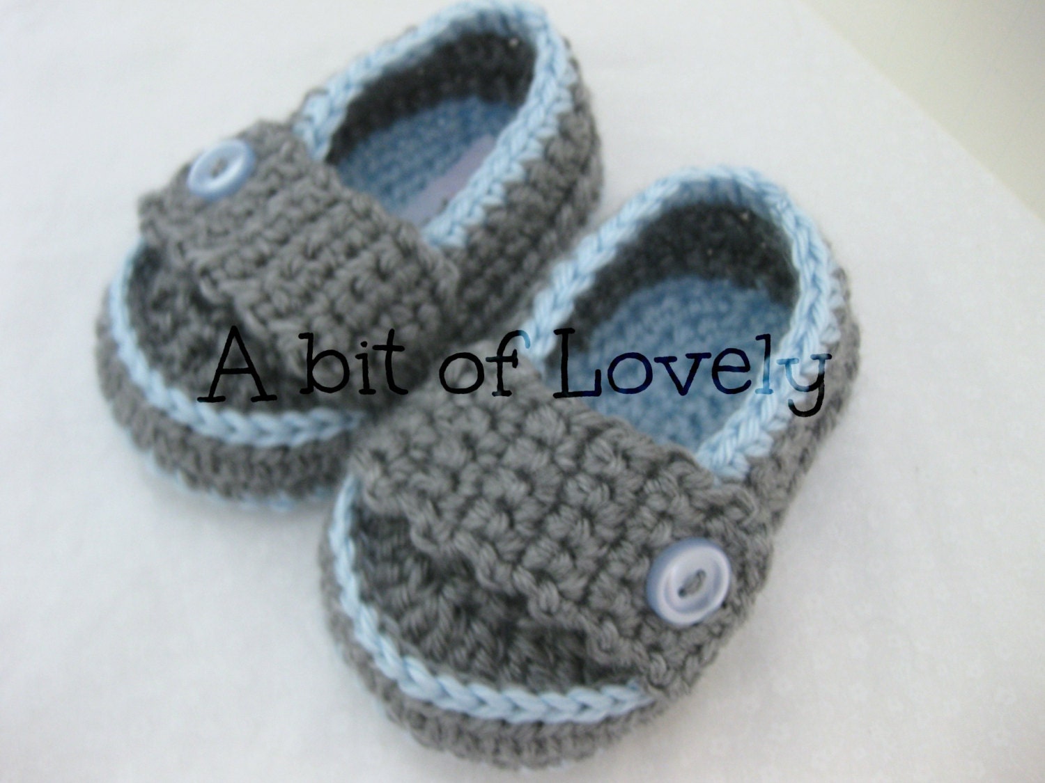 Baby Boy Shoes / Slippers / Booties - Light Blue & Grey - YOUR choice size - (newborn - 12 months) - photo prop - children