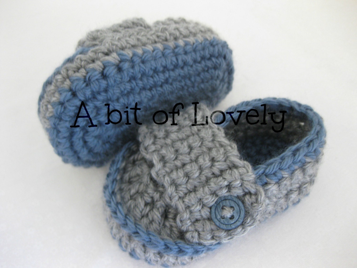Baby Boy Shoes / Slippers / Booties - Dark Blue & Grey - YOUR choice size - (newborn - 12 months) - photo prop - children