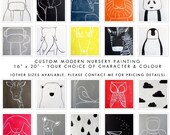 Modern Kids and Nursery Art Original Painting - 16" x 20" on regular 3/4" depth canvas - Custom Listing (Your choice of animal and colour)