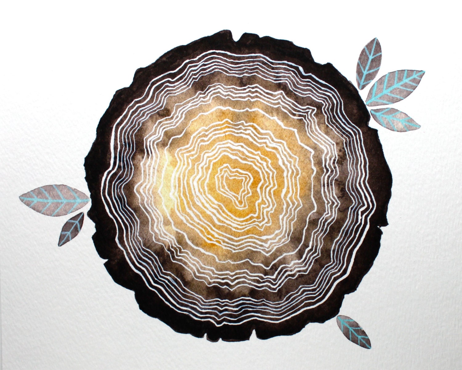 Archival Print - Tree stump - Watercolor Painting - 8x10 Tree Rings