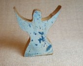 Wood Sculpture -Upcycled Wood - Dancing Angel -Powder Blue - Natural Wood Color - Rustic -Shabby Chic with an Abstract Twist.