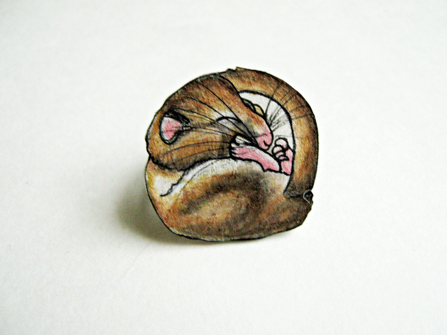 Mouse Ring, Shrink Plastic Ring, Sleeping Mouse, Baby Animal, Woodland, Lightweight Ring, Wearable Art