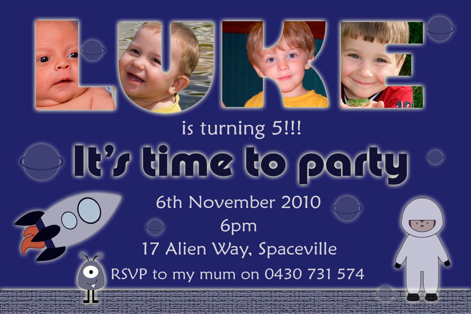 Photo Personalised Space Birthday Invitations - You Print Il_170x135
