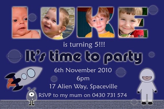 Photo Personalised Space Birthday Invitations - You Print Il_570xn