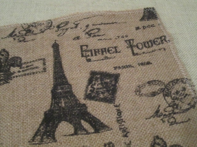 Hand Washed Burlap Placemats with French Inspired Print