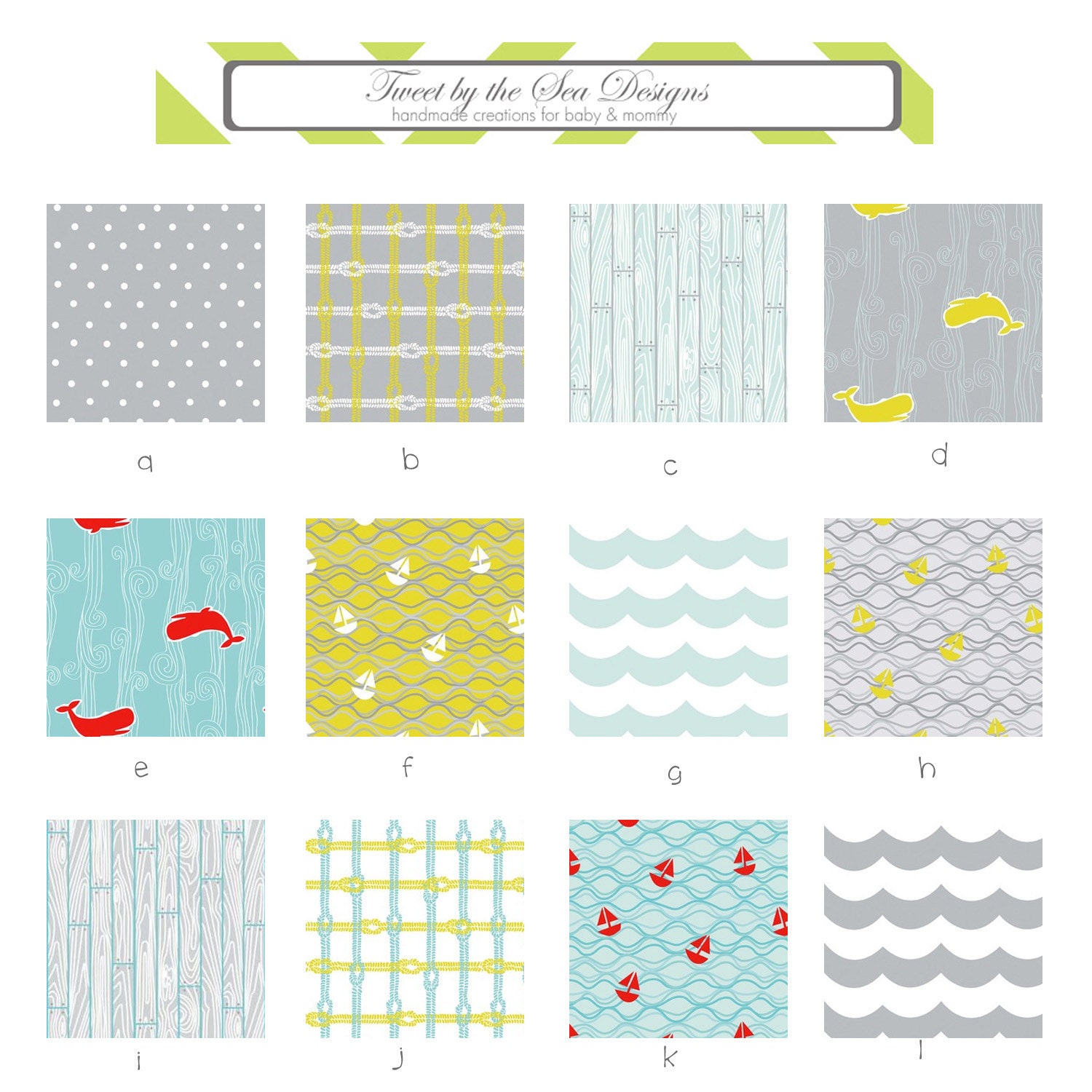 Complete Custom Nursery Set (Bumper Pads, Sheet, Crib Skirt, Stroller Blanket, & Changing Pad Cover in Maritime Modern)