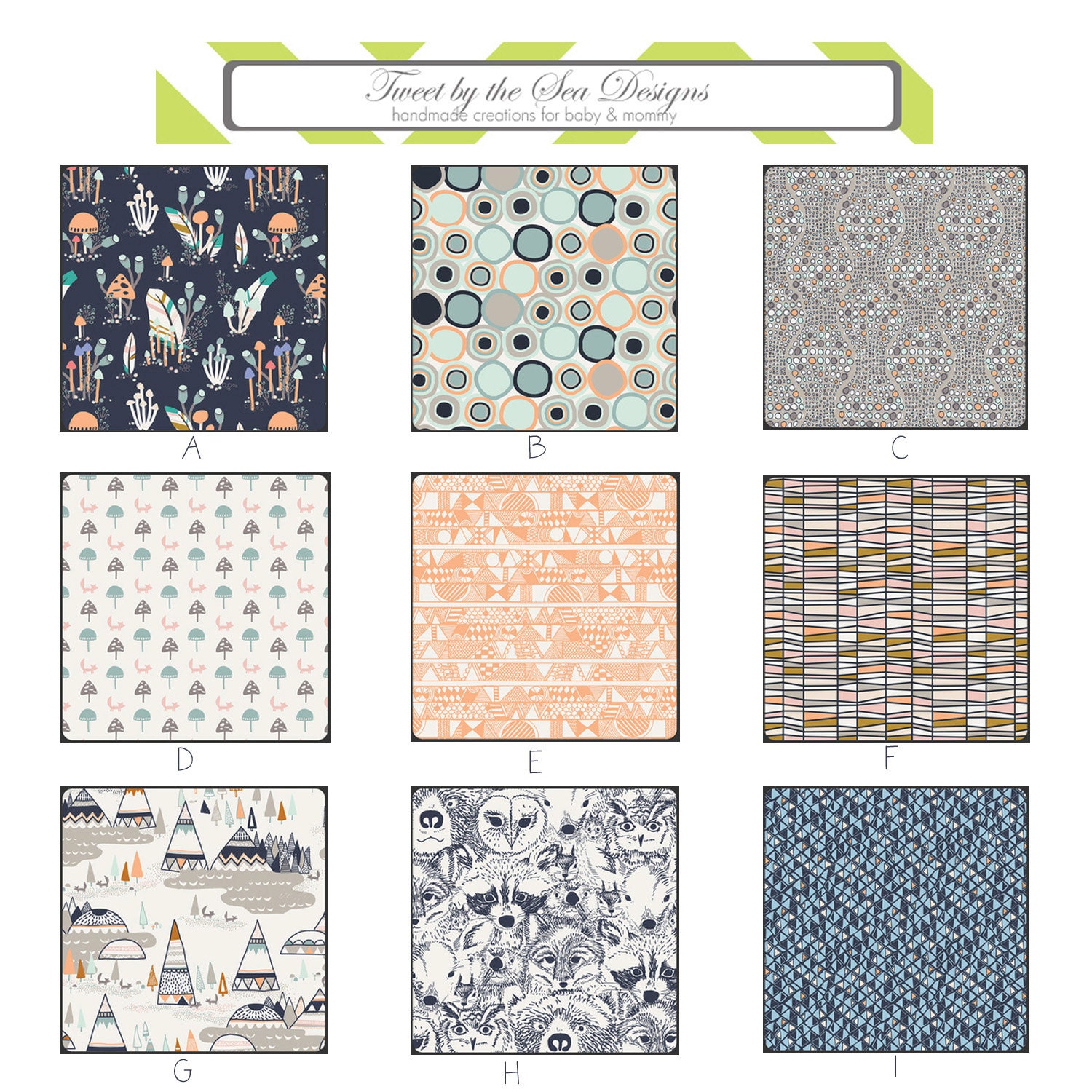 Custom 4 piece Nursery Set (Bumper Pads, Crib Sheet, Crib Skirt, & Changing Pad Cover in Indian Summer)