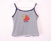 CUTEST 90s Striped "Strawberry" Club Kid Crop Top