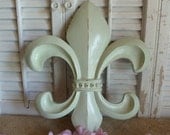 Parisian Chic Mint Green Fleur De Lis Wall Decor,  Cottage Chic, Wall Hanging, French Apartment Decor, Shabby and Chic