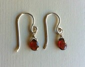Mini Ruby Red Briolette Earrings Sterling Silver Under 40