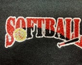 Softball Sweatshirt  Appliqué Embroidered Rhinestone Hoodie - Teen Adult sizes - Custom Colors and Teams