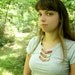 Large Geometric Colorblock Wooden Chevron Necklace - Red, Mint, and Gold