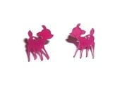 Pink Deer Stud Earrings, Kawaii Bambi Stud Earrings
