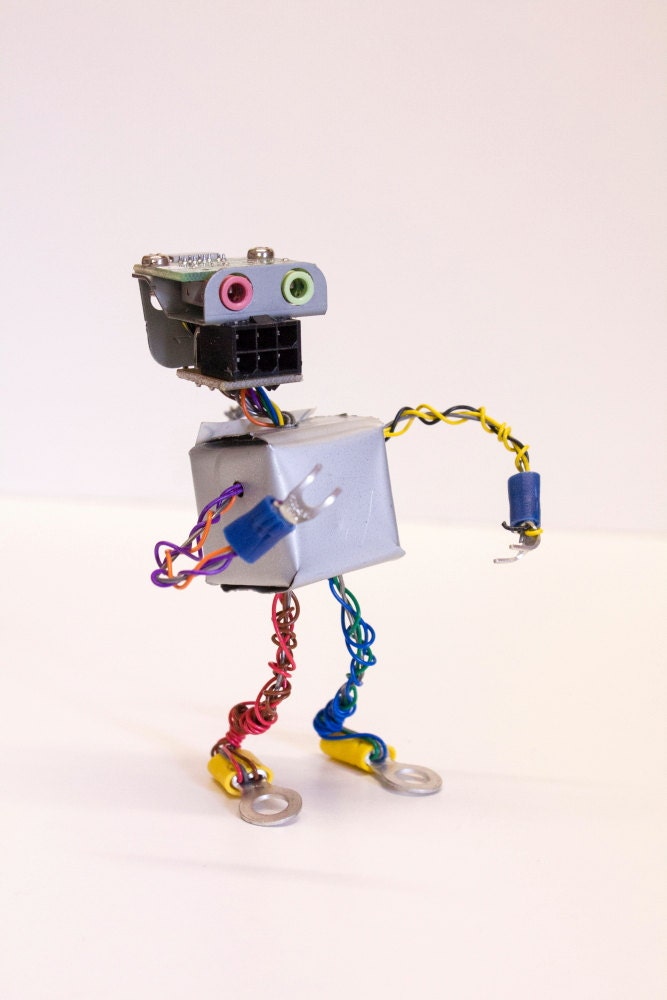 Robot Found Object Sculpture made from Computer Parts "Cliff"