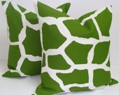 Sale.Green Pillows.SET OF TWO 20x20 inch.Decorator Pillow Covers.Printed Fabric Front and Back.Animal Print Fabric.Cushions.cm