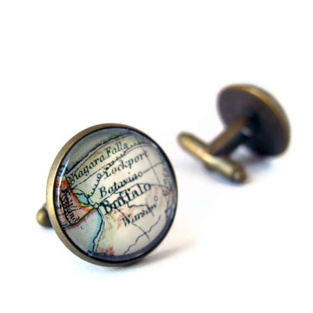 Map Cufflinks, Personalized Cuff Links Using Vintage and Modern Maps for Weddings / Groom / Groomsmen / Special Occasions, Custom Cufflinks