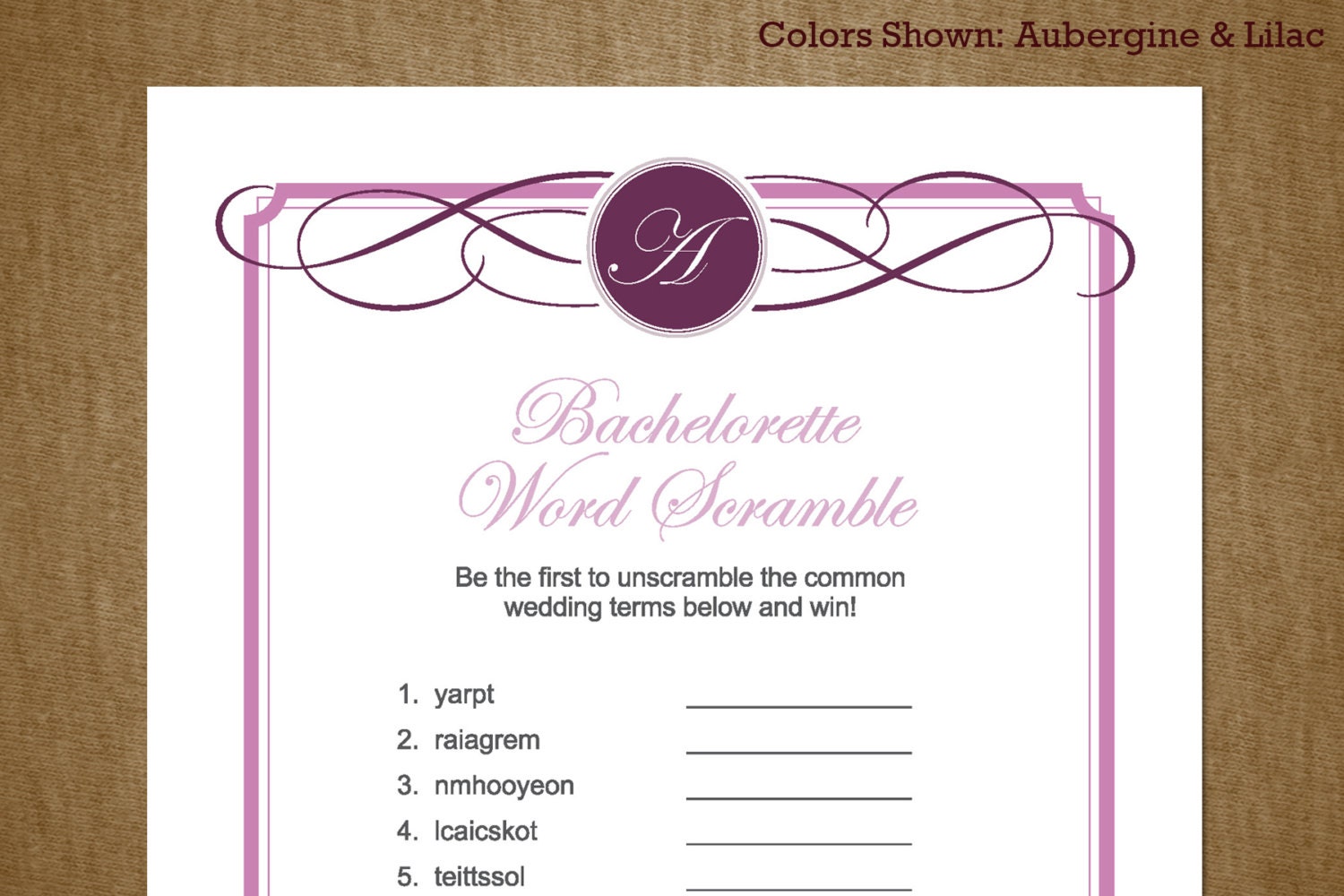 Items similar to Bachelorette Word Scramble Party Printable Custom Game ...