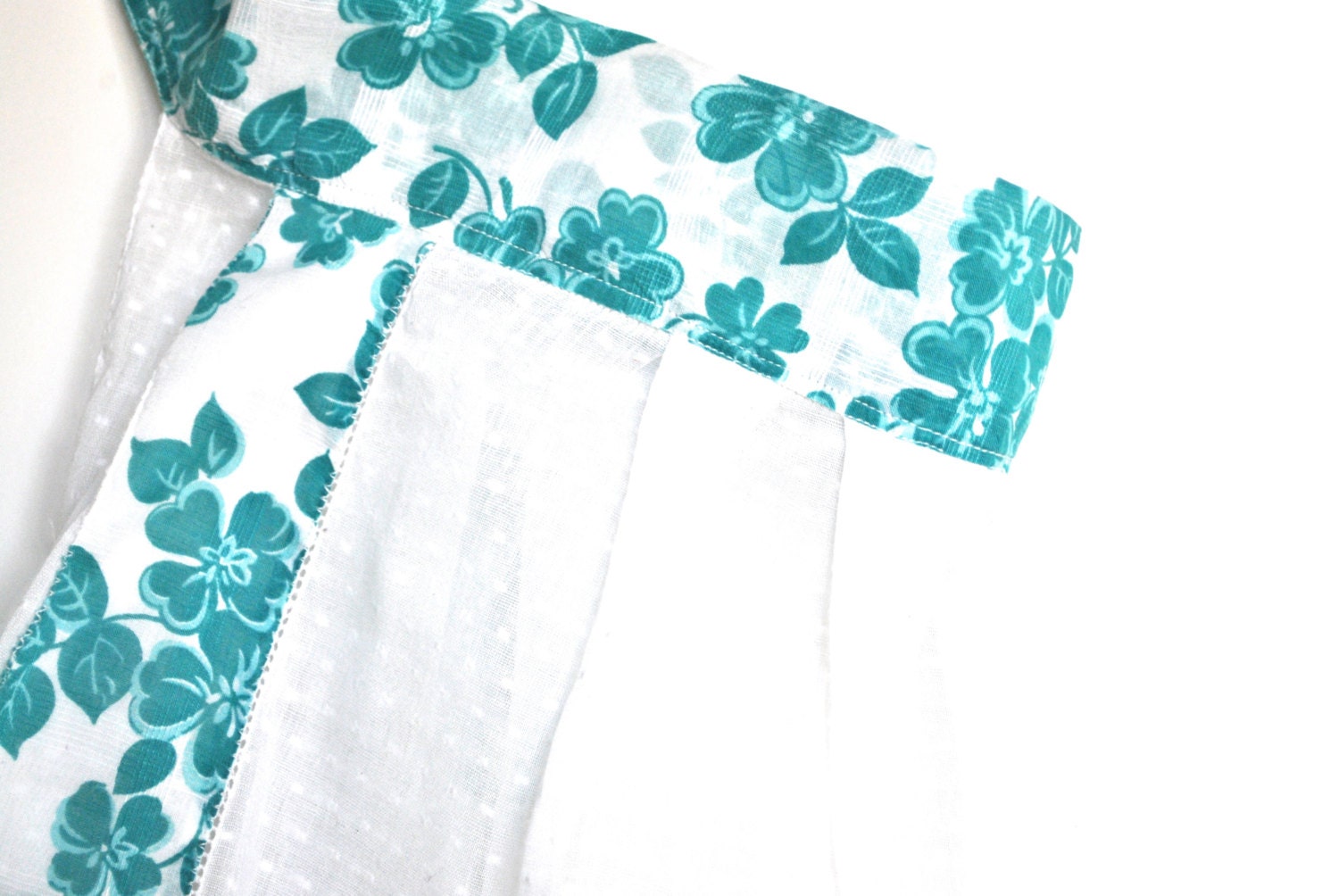Vintage Kitchen Apron - Dotted Swiss and Blue Floral Edging - Mother's Day Hostess Gift