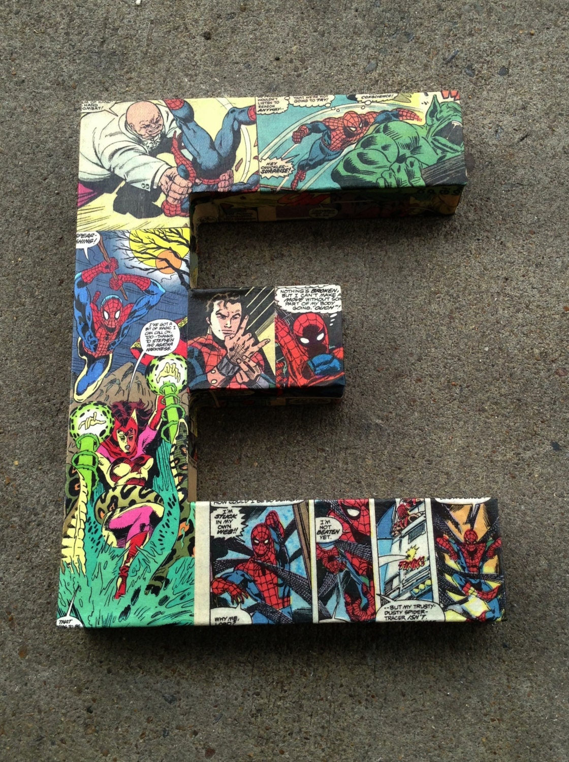 1 Medium Custom Letter Vintage Comic Superhero.  Avengers, Batman, Deadpool, Spiderman, Hulk, Superman, Thor, X-Men, Fantastic 4, etc.